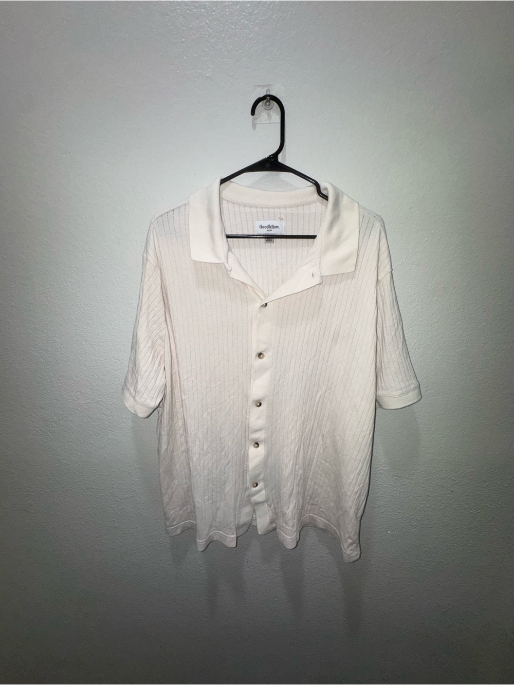 Goodfellow & Co Cream Short Sleeve Button Down Polo Shirt
